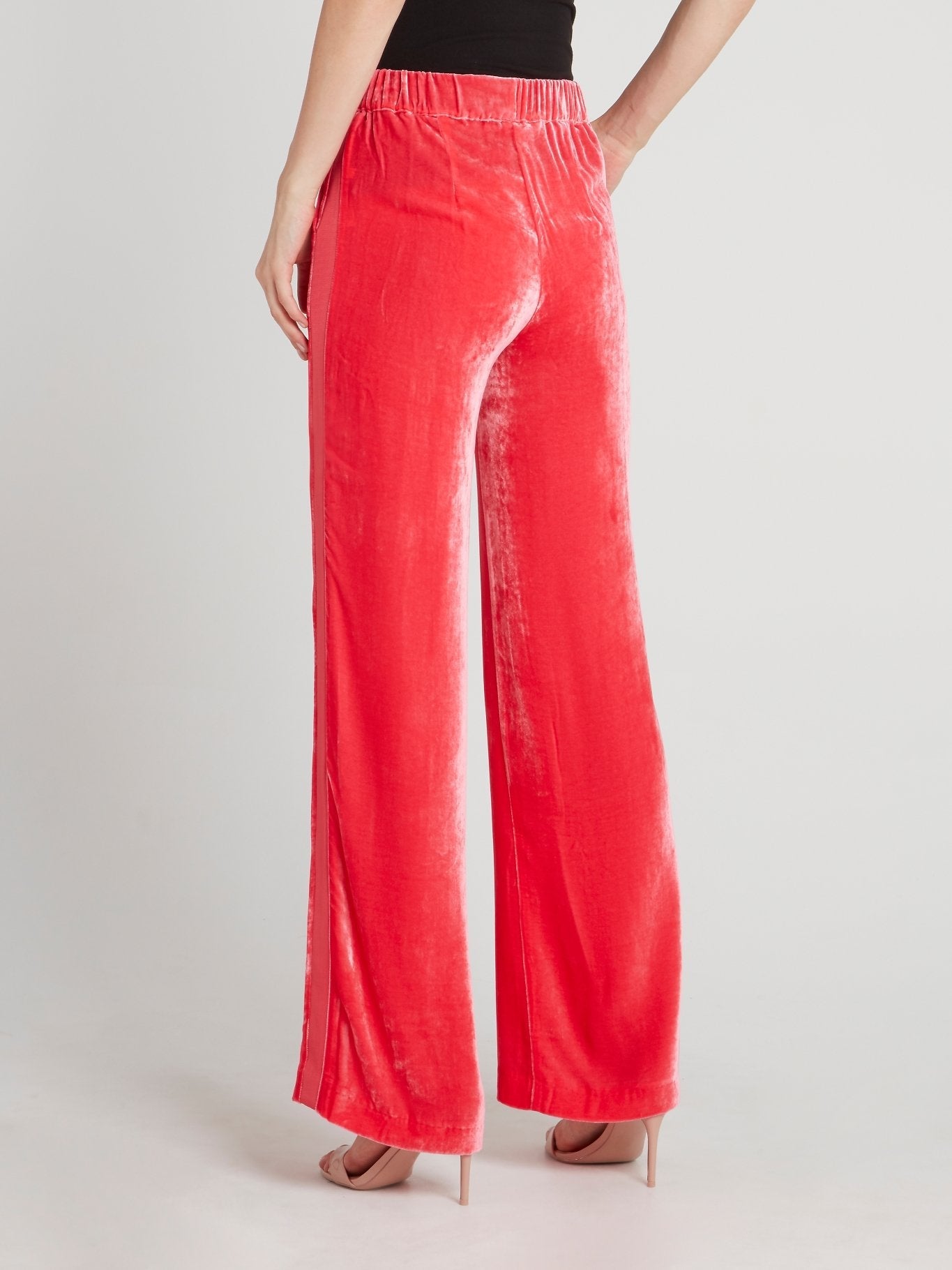 Coral Velvet Palazzo Pants