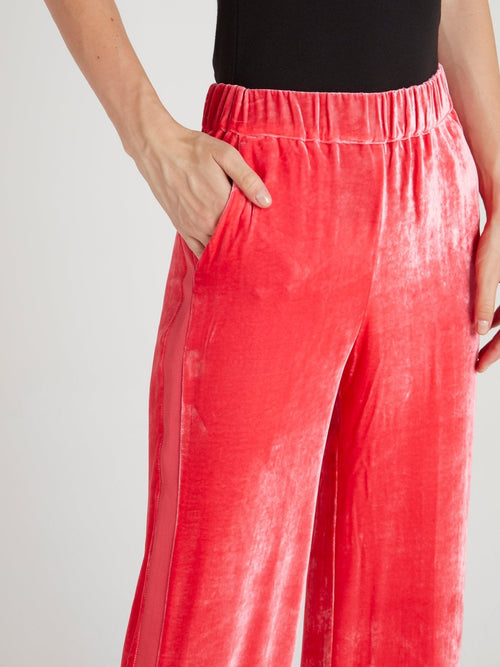 Coral Velvet Palazzo Pants