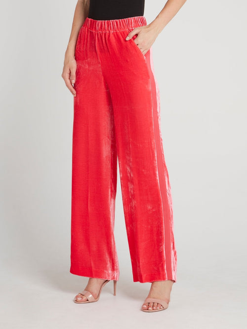 Coral Velvet Palazzo Pants