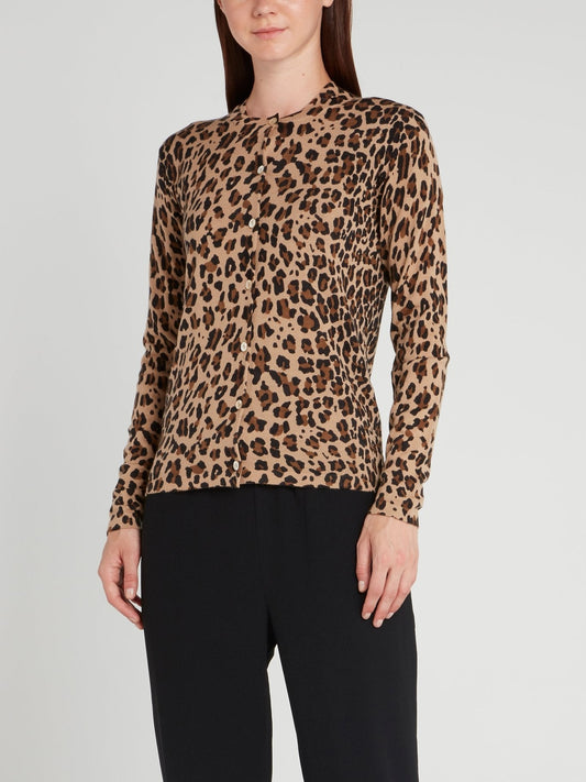 Leopard Print Button Up Cardigan