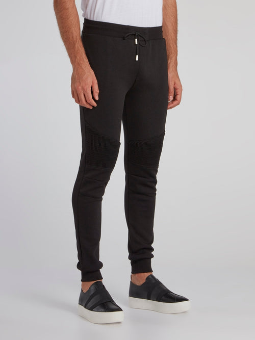 Black Drawstring Biker Trousers