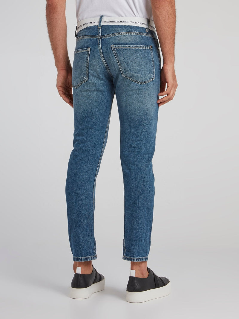 Liberto Blue Distressed Capri Jeans