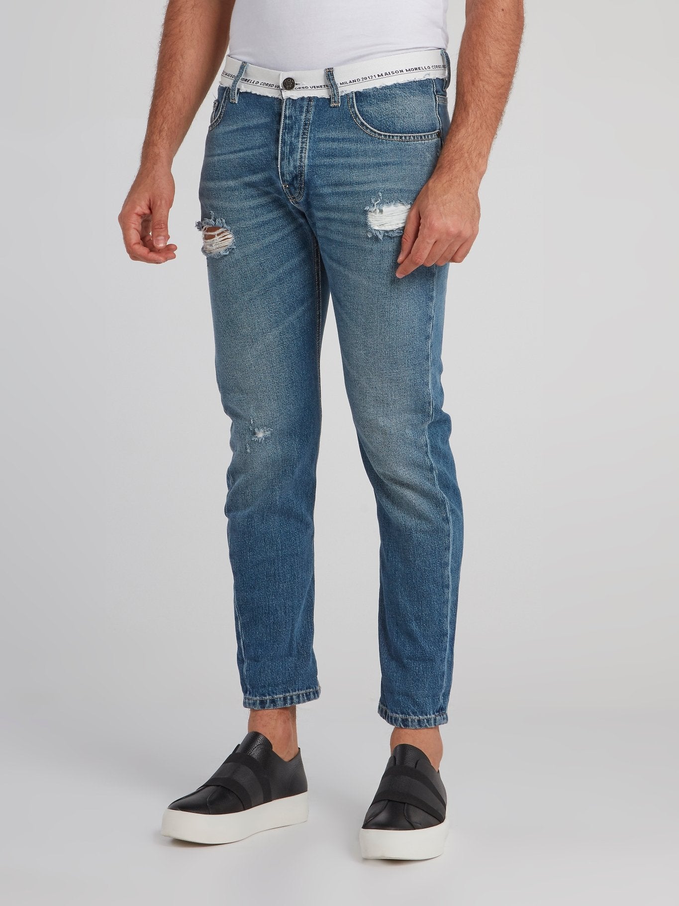 Liberto Blue Distressed Capri Jeans