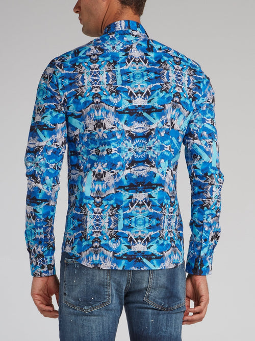 Blue Jacquard Print Shirt