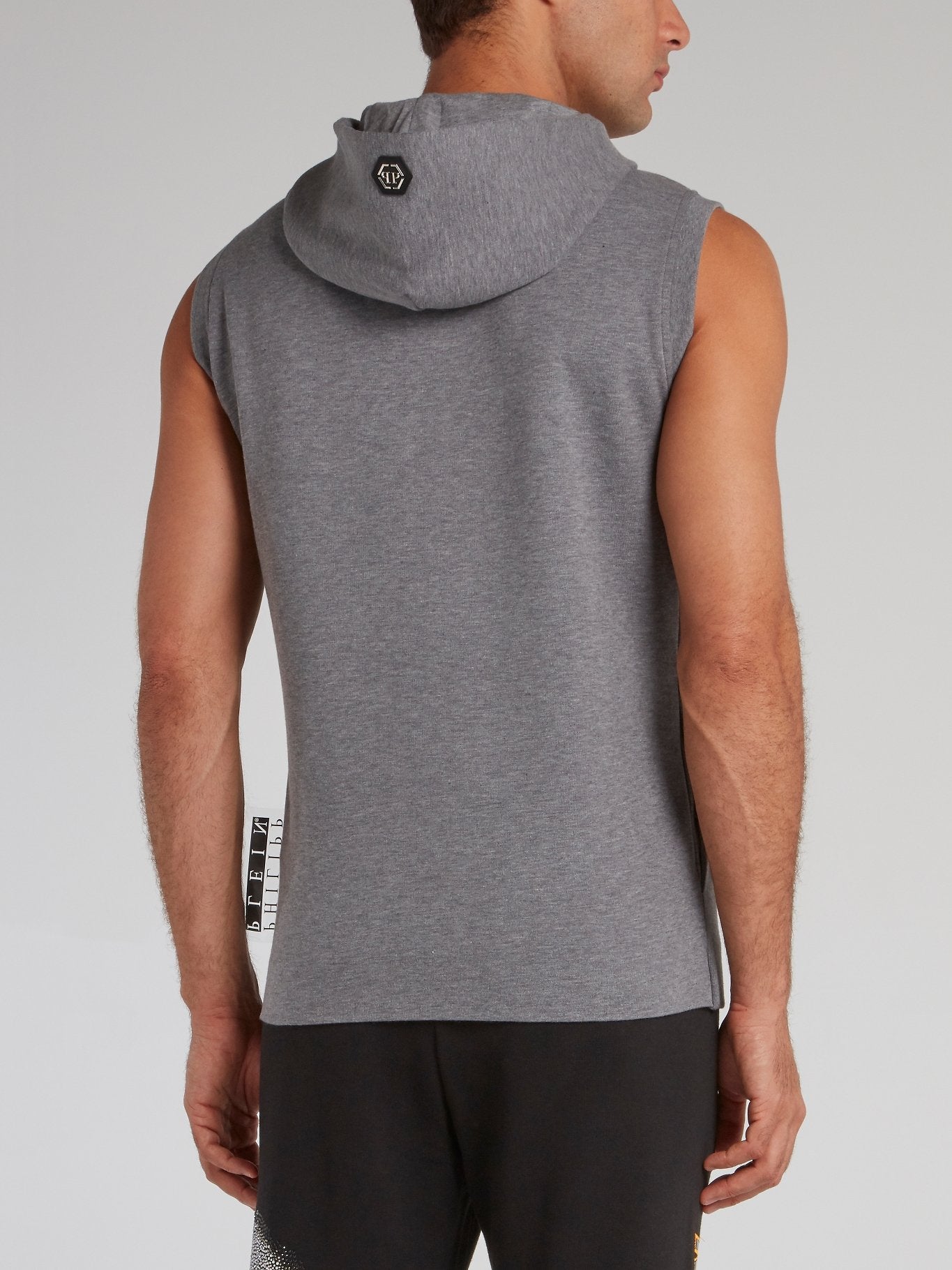 Grey Monogram Cut Off Hoodie