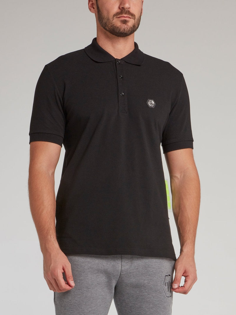 Black Rear Multi-Stud Skull Polo Shirt