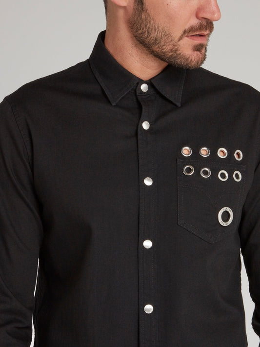 Black Ring Embellished Shirt