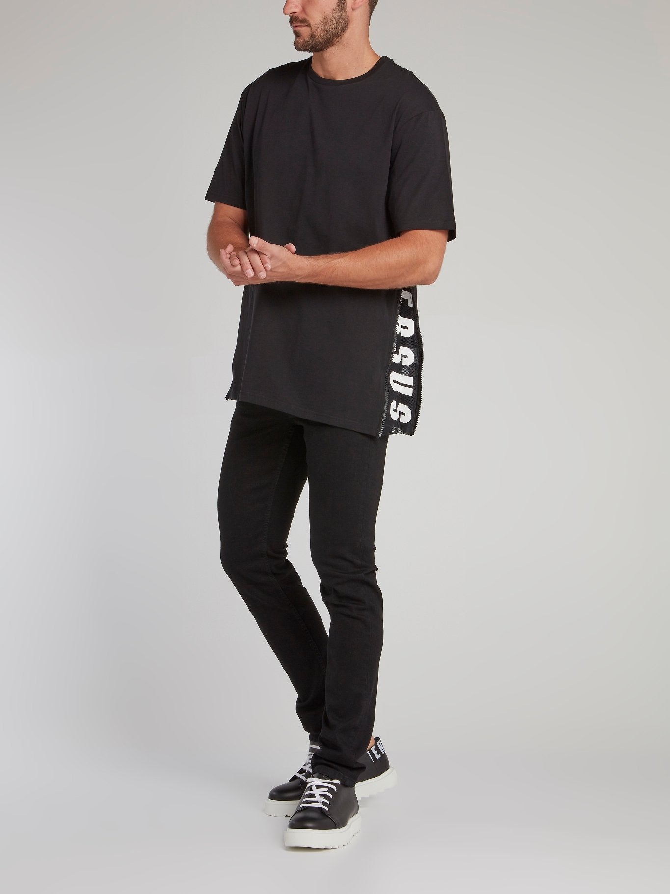 Black Side Zip Logo T-Shirt