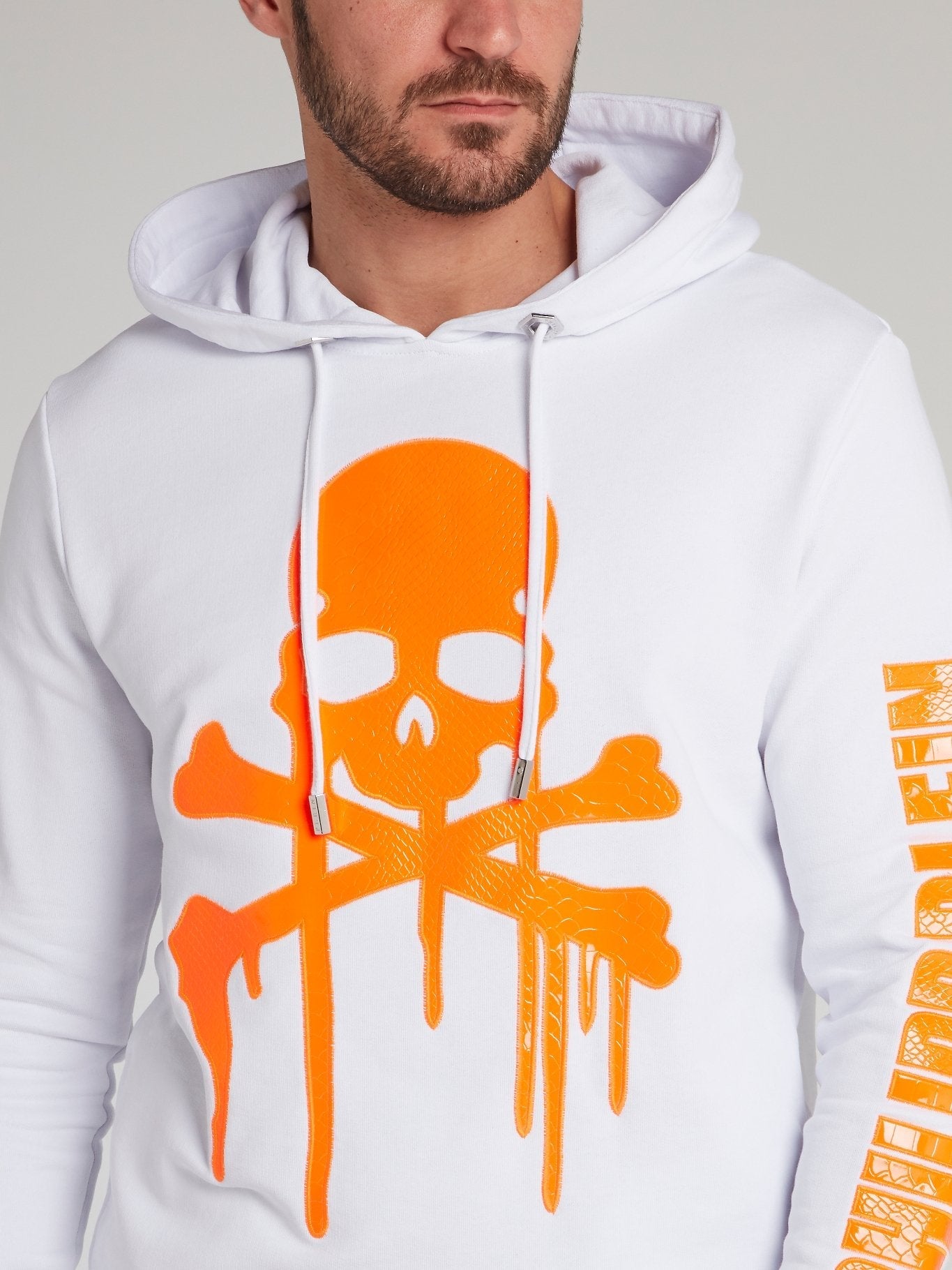 White Dripping Skull Hooded Sweatshirt