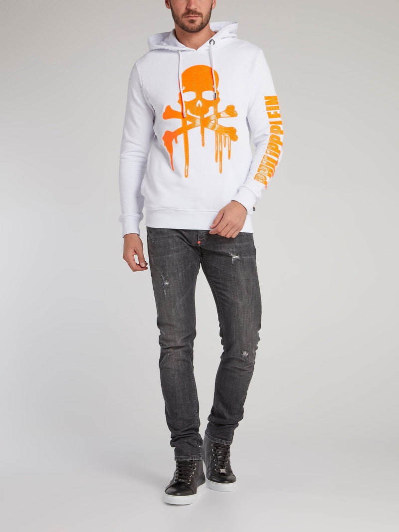 White Dripping Skull Hooded Sweatshirt