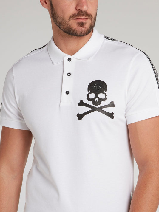 White Logo Tape Skull Polo Shirt