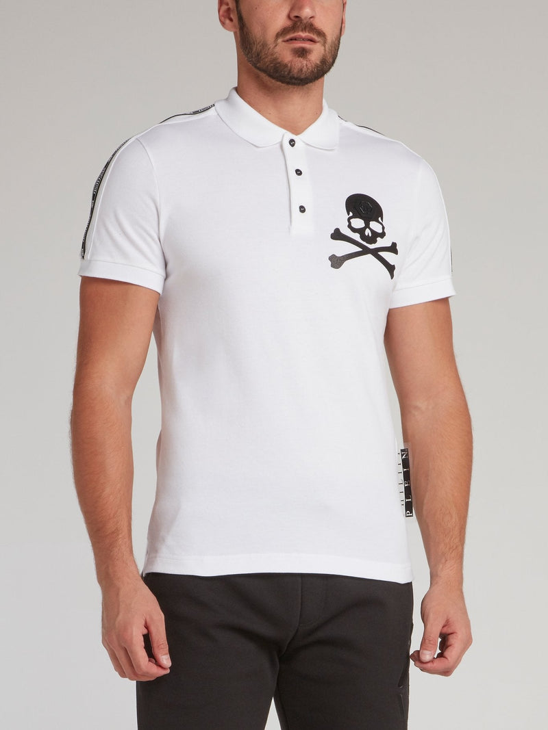 White Logo Tape Skull Polo Shirt