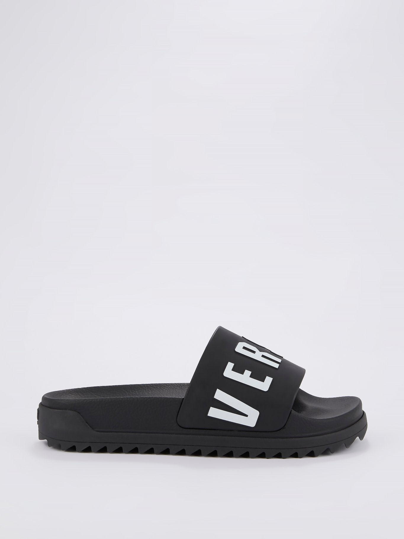 Black Logo Footbed Sandals