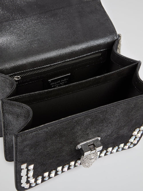 Black Top Handle Skull Shoulder Bag