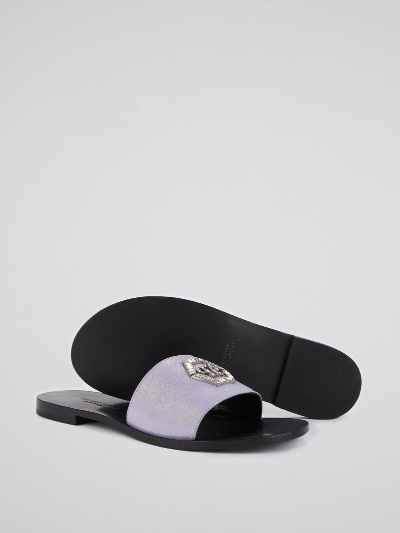 Purple Monogram Flat Sandals