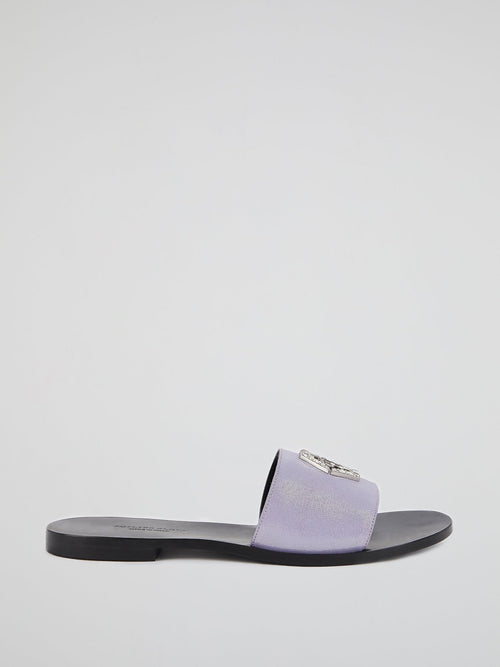 Purple Monogram Flat Sandals