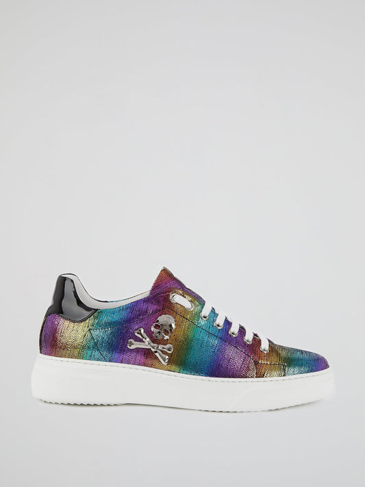 Rainbow Skull Low Top Sneakers