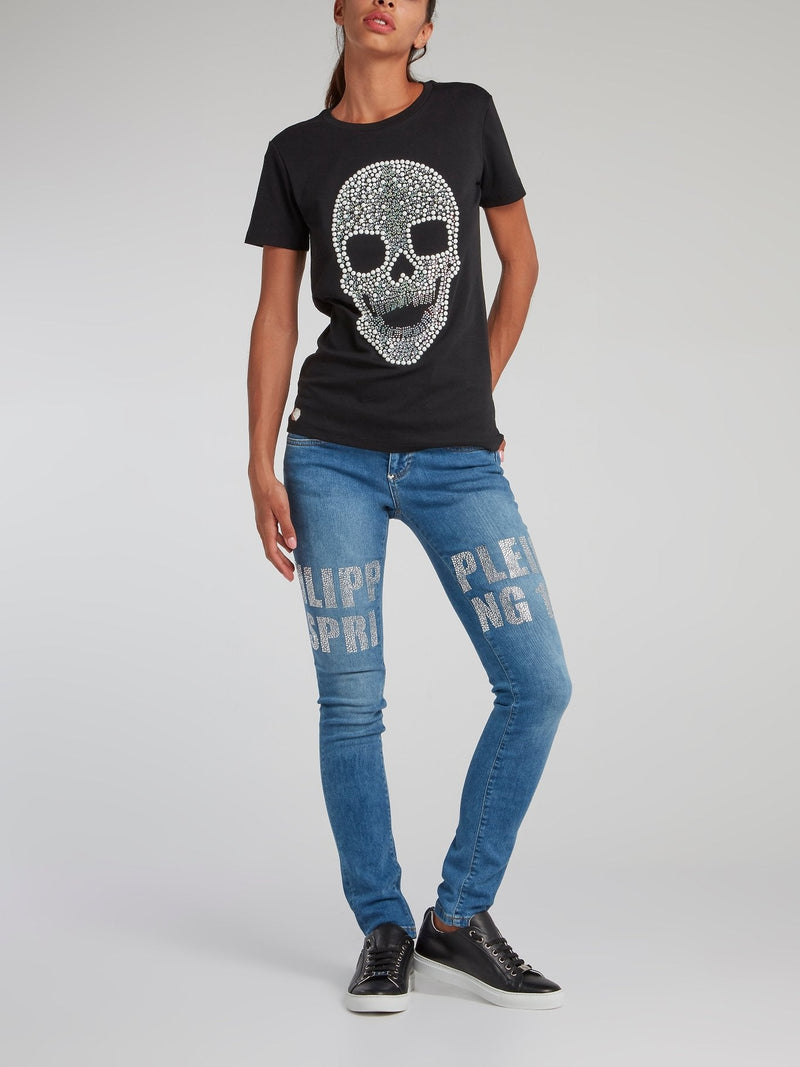 Black Multi-Stud Skull T-Shirt