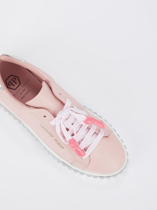 Crystal Sole Pink Leather Sneakers