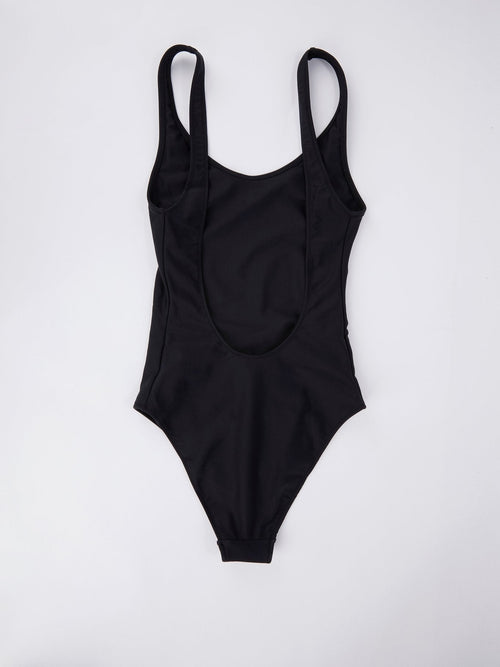 Black One-Piece Logo Swimsuit