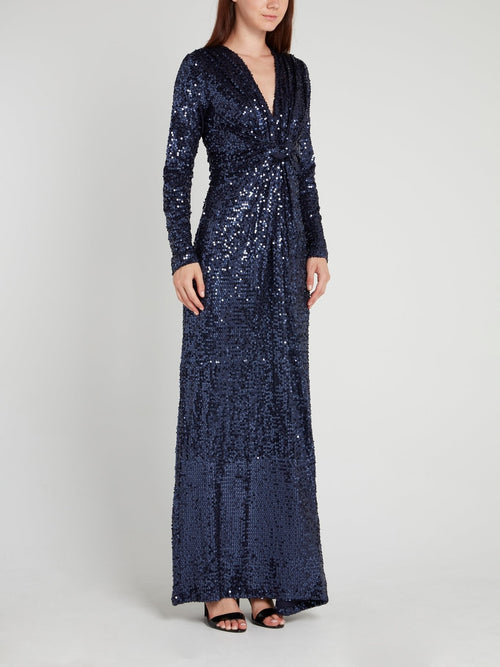 Navy Sequin Maxi Dress