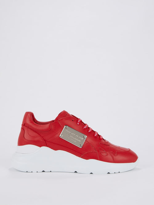 Red Logo Lace Statement Trainers