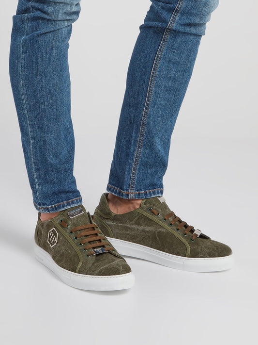 Green Low Top Canvas Sneakers