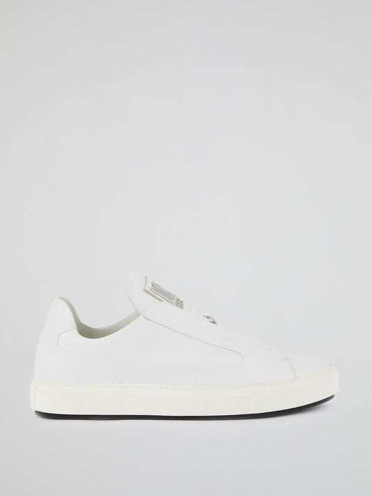 White Logo Flap Low Top Sneakers