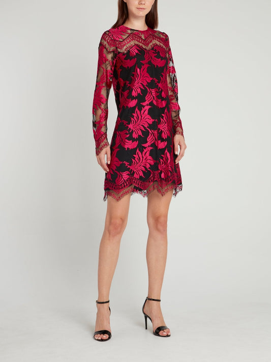 Fuchsia Embroidered Lace Dress