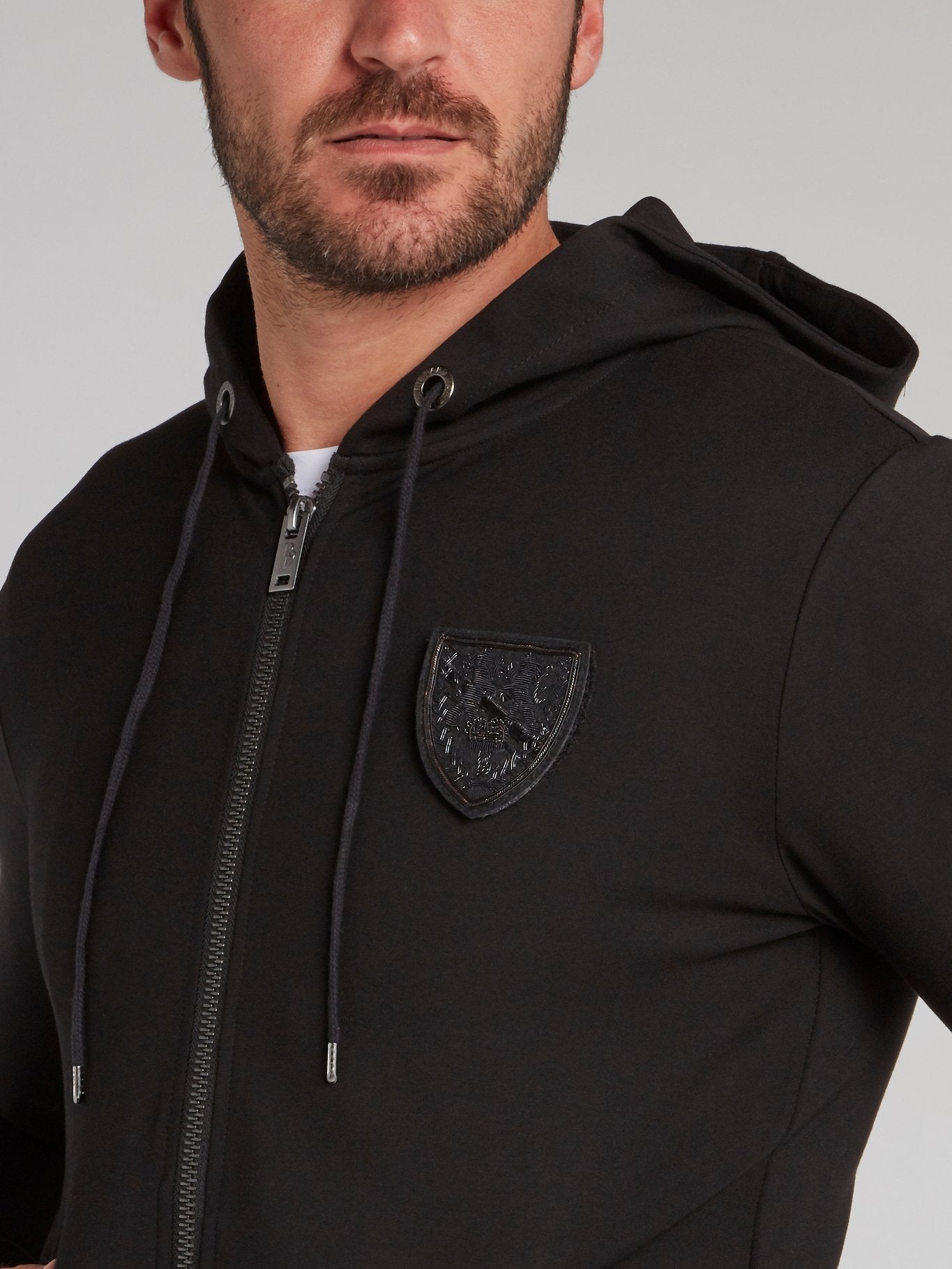 Black Monogram Hooded Track Jacket