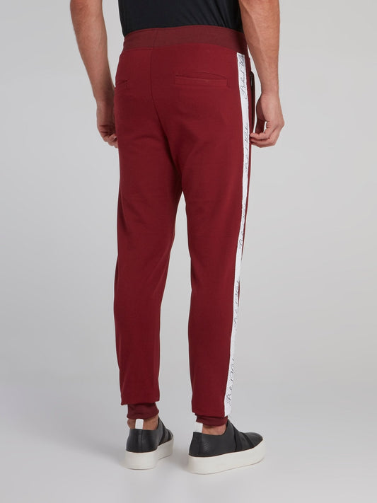 Burgundy Logo Tape Jogging Trousers