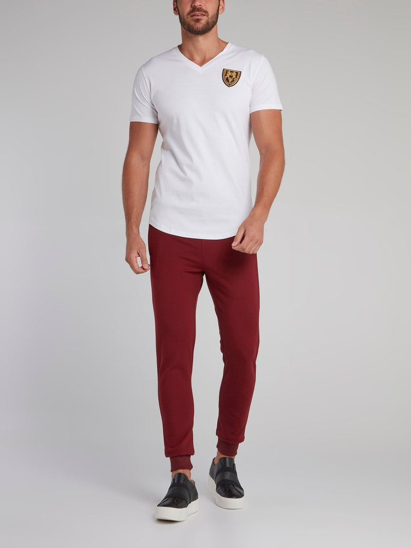 Cambridge White Appliquéd V-Neck T-Shirt