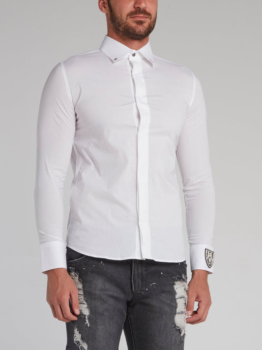 Celestin White Monogram Cuff Shirt