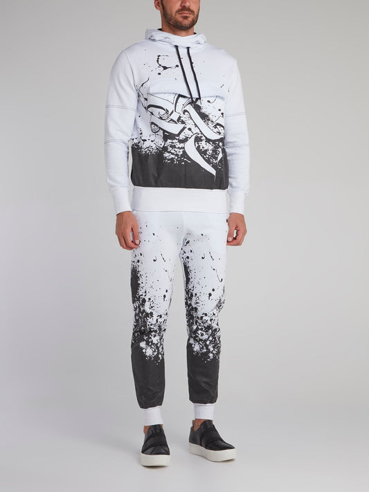 White Contrast Paint Splatter Tracksuit