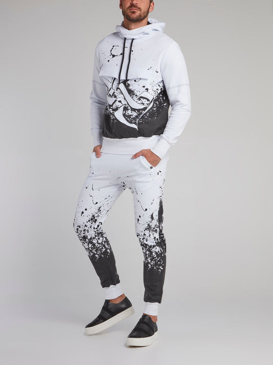 White Contrast Paint Splatter Tracksuit