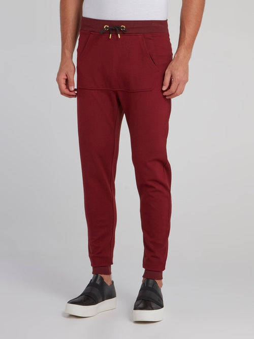 Burgundy Front Pocket Track Pants