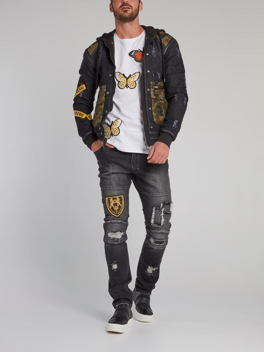 Meyer Black Camo Patch Denim Jacket