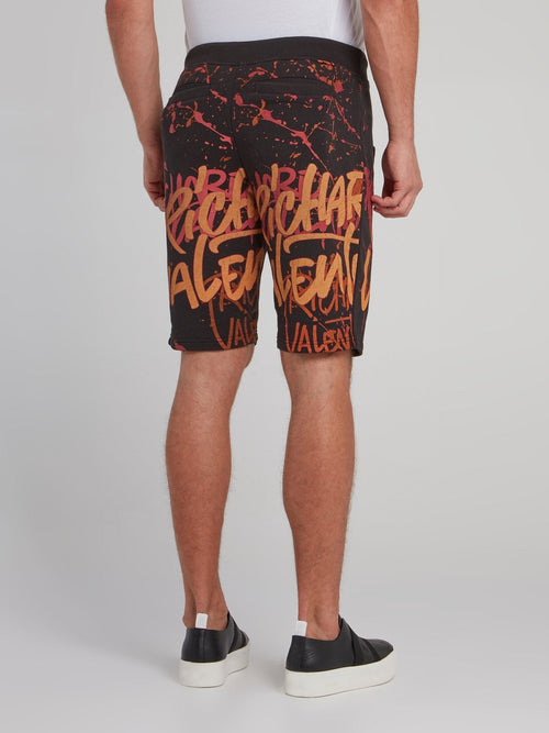 Black Paint Splatter Statement Shorts