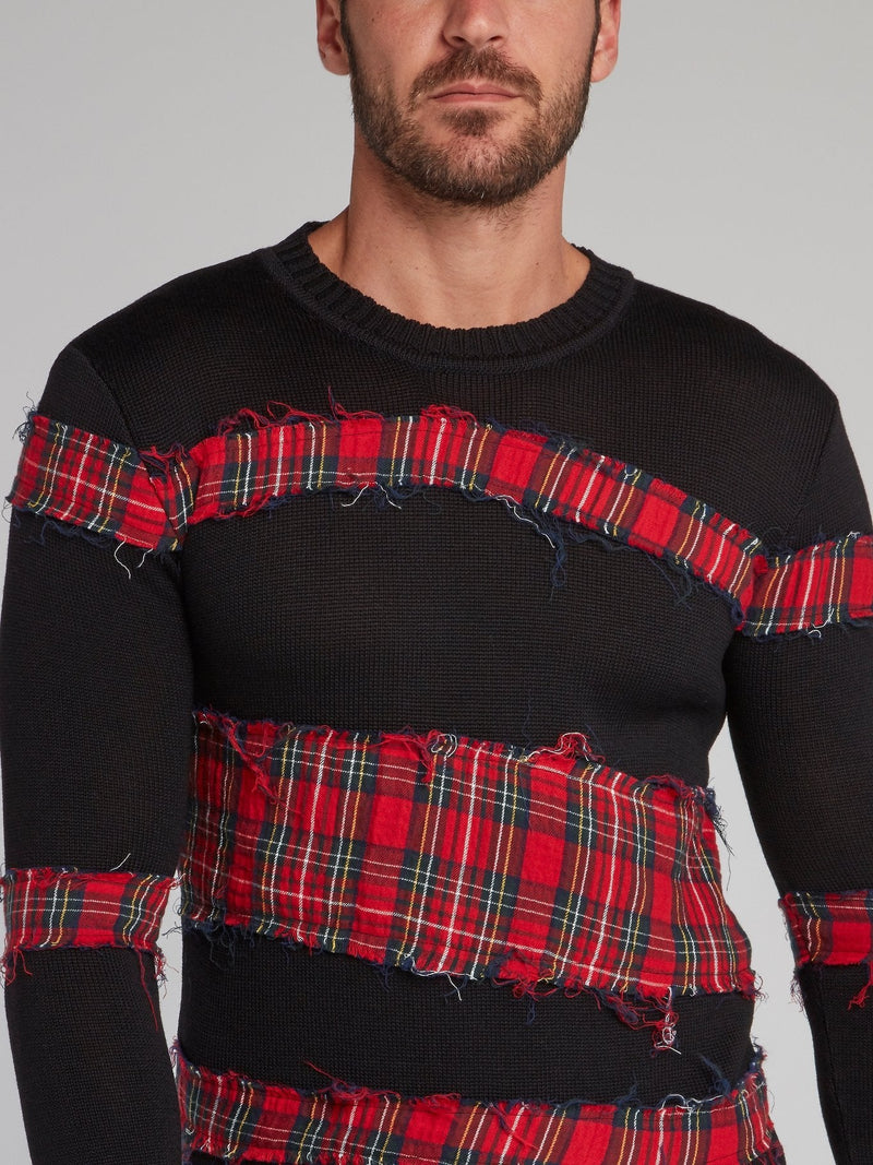 Shane Black Check Panel Pullover