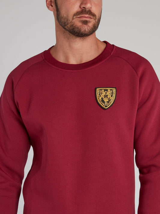 Burgundy Appliquéd Crewneck Sweatshirt