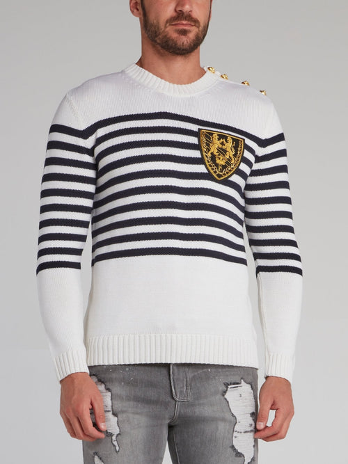 Vissarion White Striped Knit Pullover