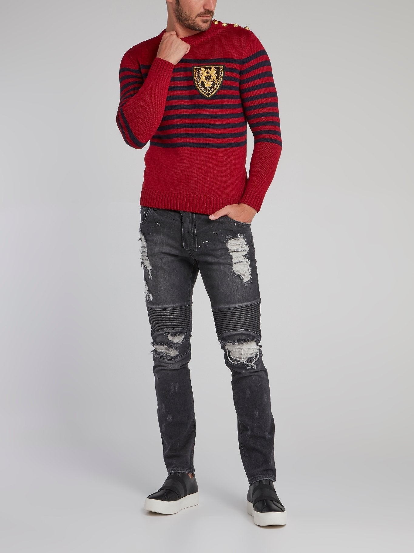 Vissarion Red Striped Knit Pullover