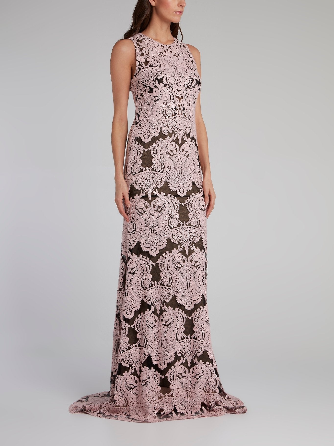 Purple Baroque Lace Evening Dress