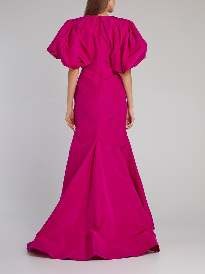 Fuchsia Structured Silk Faille Dress