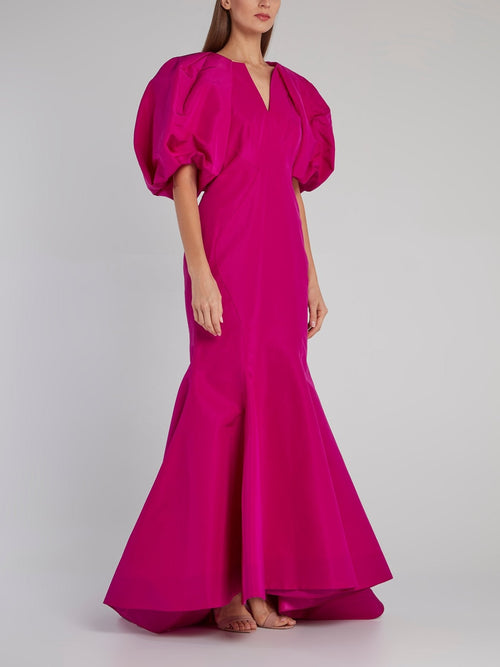 Fuchsia Structured Silk Faille Dress