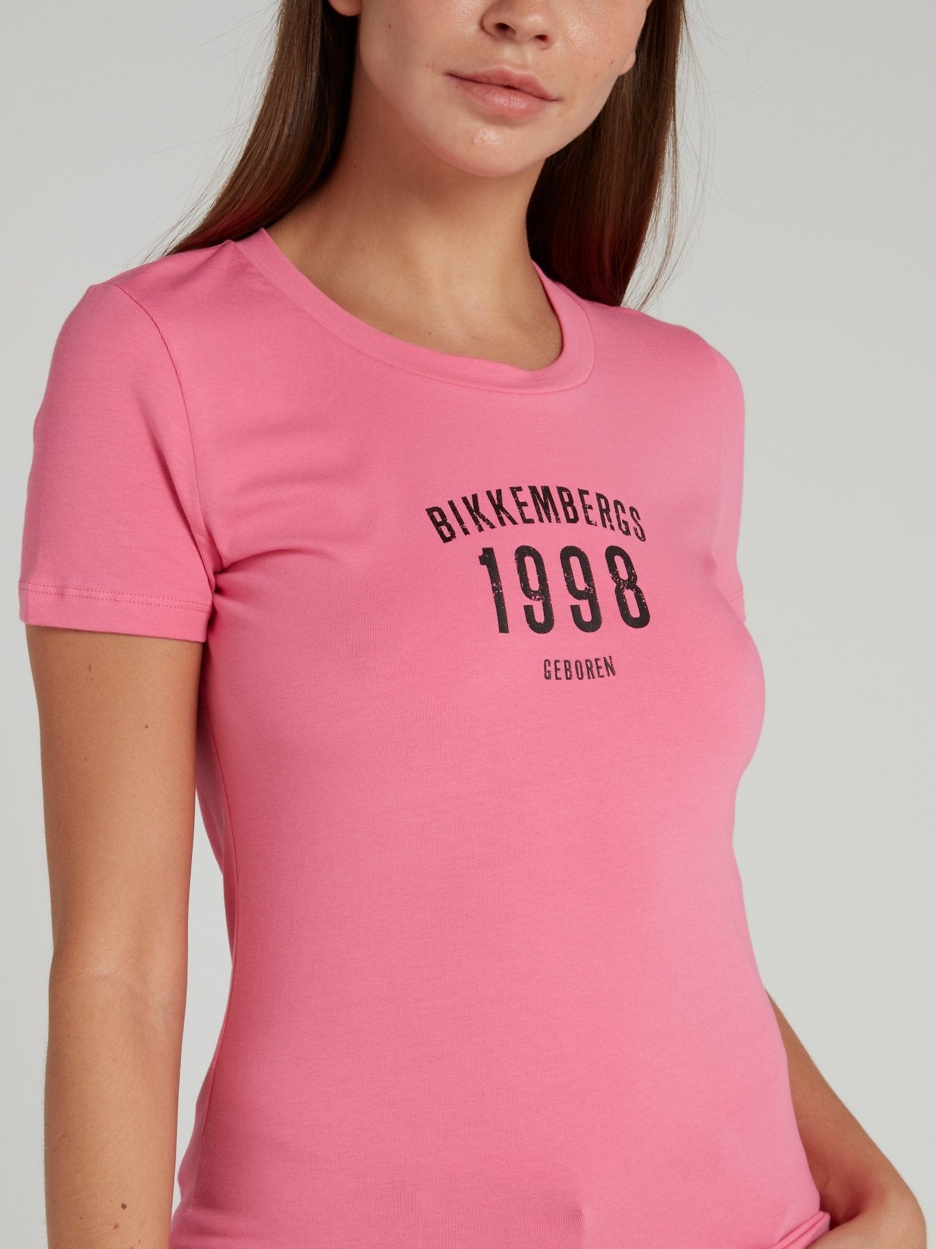 Pink Fitted Crewneck T-Shirt