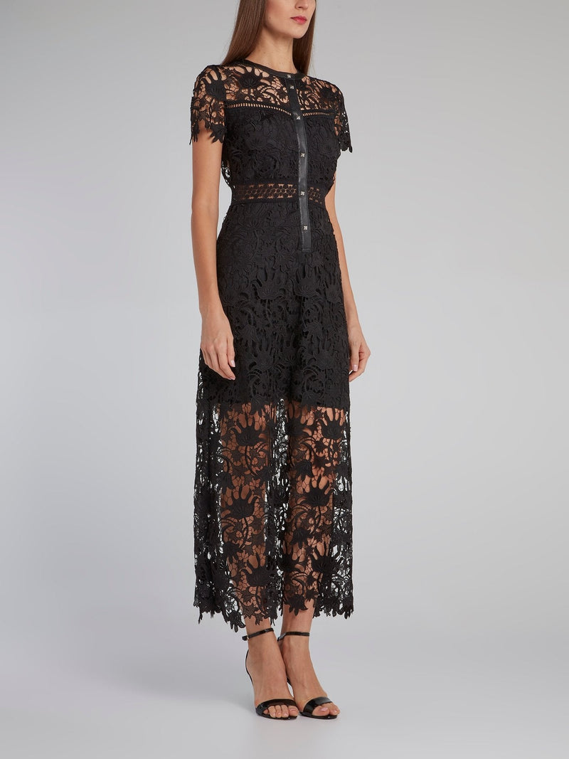 Fonollosa Black Macrame Dress