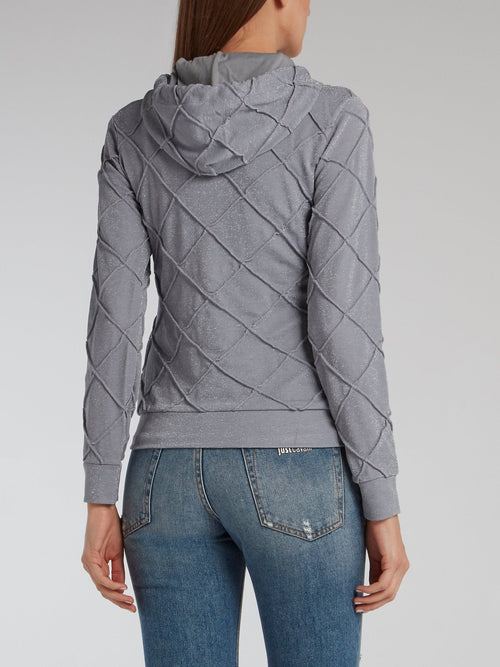 Grey Lurex Hoodie Sweatshirt