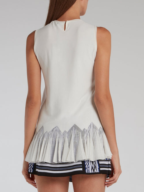 Mirror Embellished Ruffle Hem Top