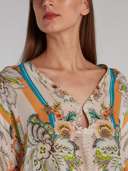 Floral Python Print Short Kaftan